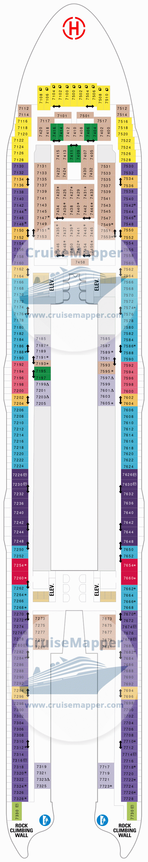 Схема палубы 7 Allure of the Seas