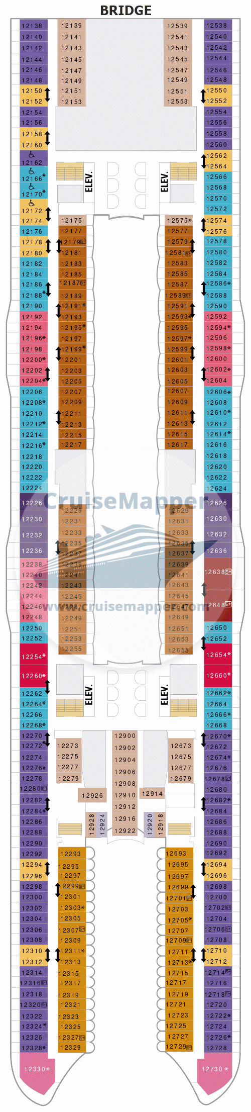 Схема палубы 12 Allure of the Seas