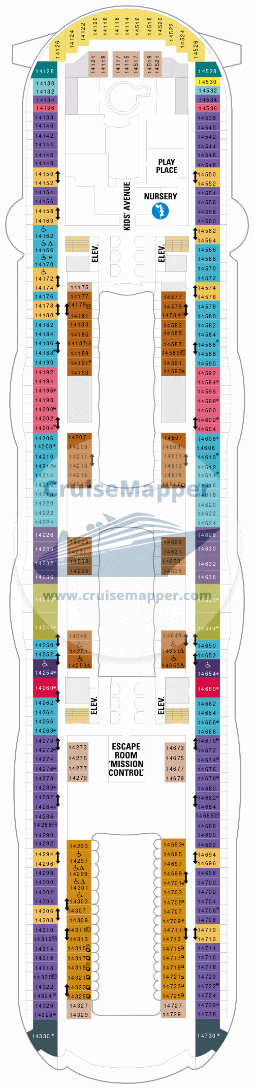 Схема палубы 14 Allure of the Seas